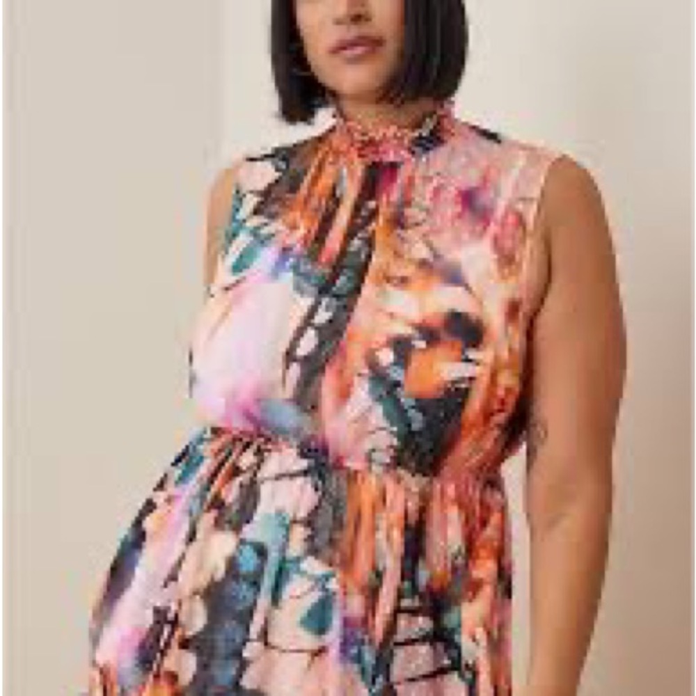 Fun midi clip dot mock neck dress